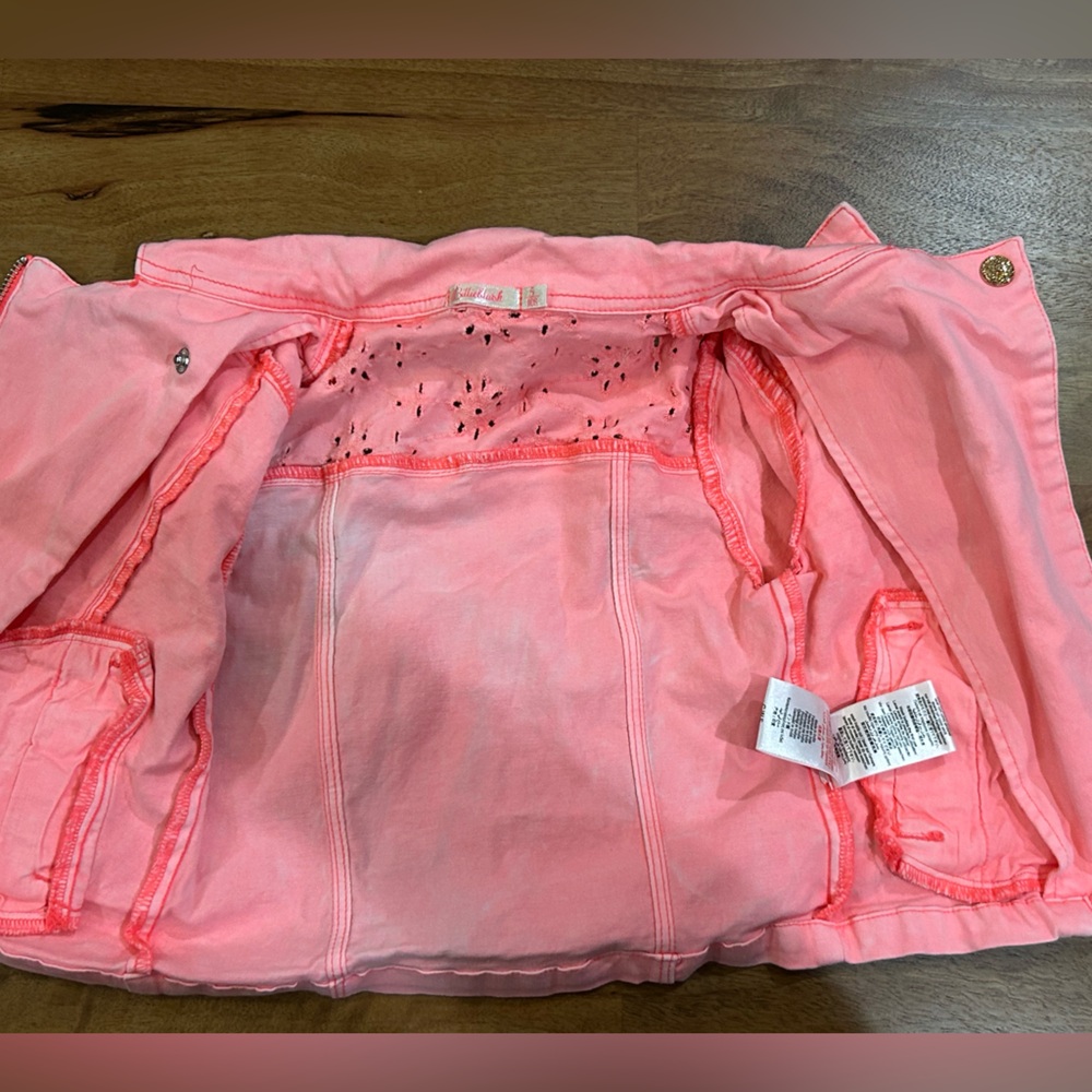 Billieblush Pink Girls' Asymmetrical Zip Jean Jacket - Picture 7 of 10